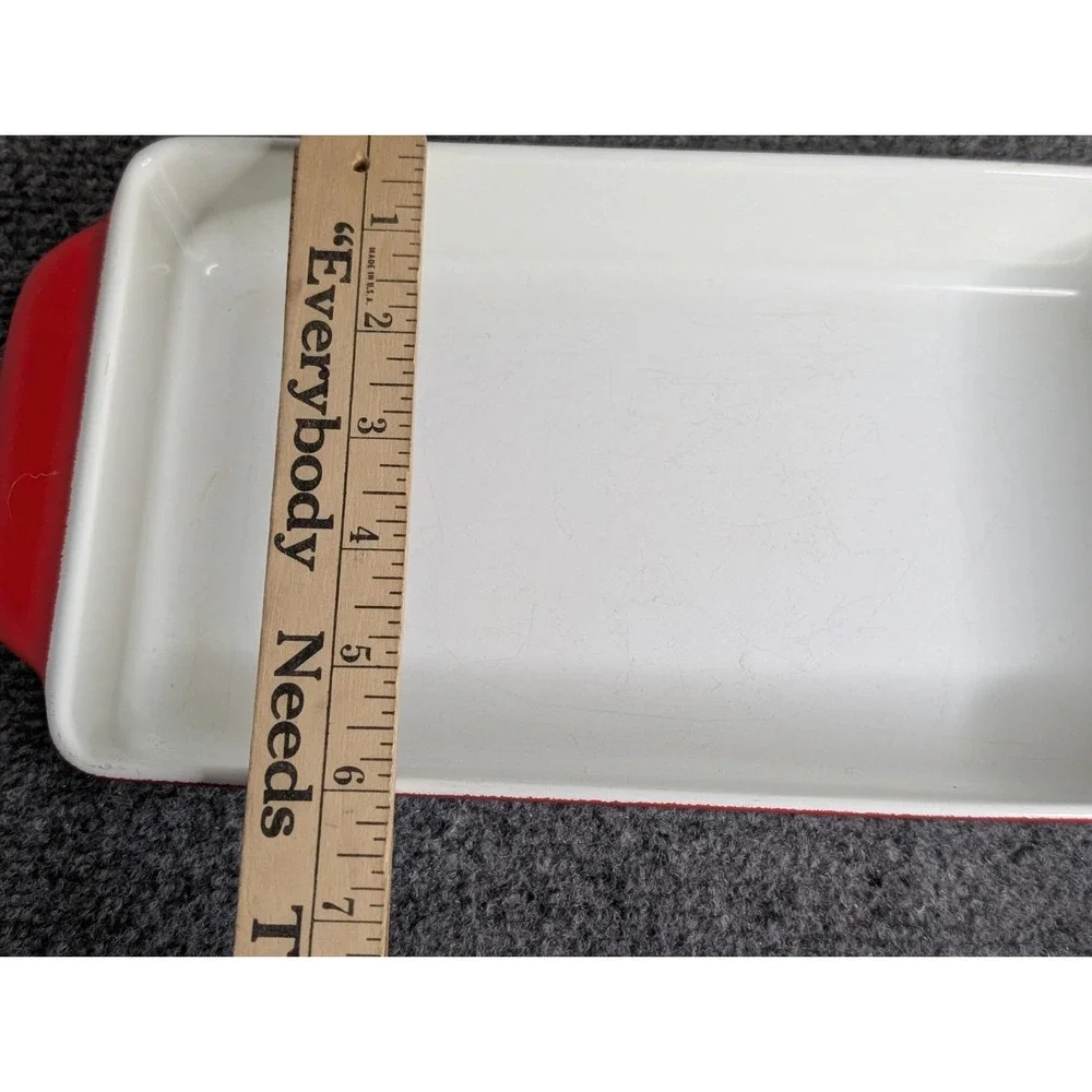 Vintage Copco Denmark Michael Lax Red Enamel Cast Iron Baking Pan 10 X 6 X 2‎
